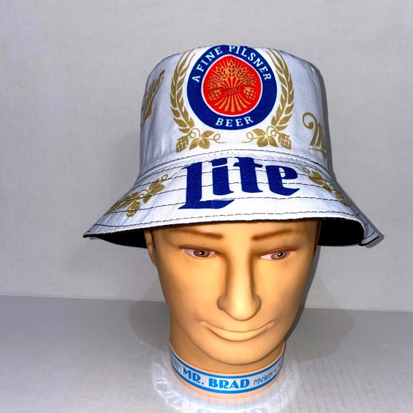Handmade Accessories Miller Lite Beer Custom Made Bucket Hat Poshmark